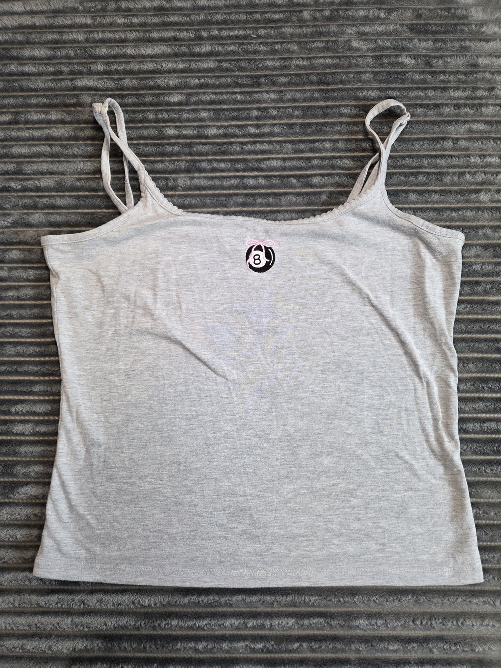 Light Gray Women's Spaghetti-Strap Cami with Pink Accent